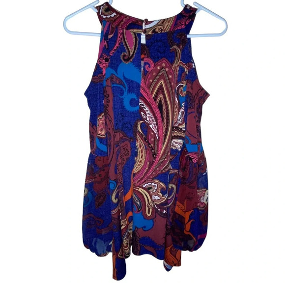 Coco Bianco Cold Shoulder Paisley Tunic Top 3/4 Sleeve Women’s Size Small Boho - Picture 2 of 9